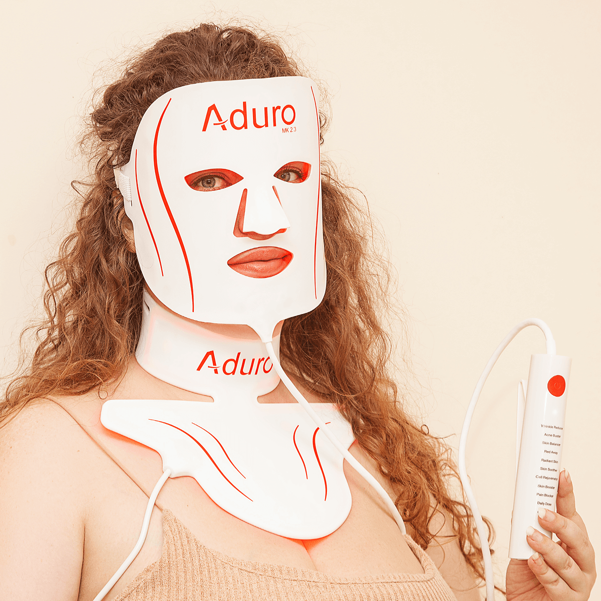 Aduro Facial mask and Neck Mask being used